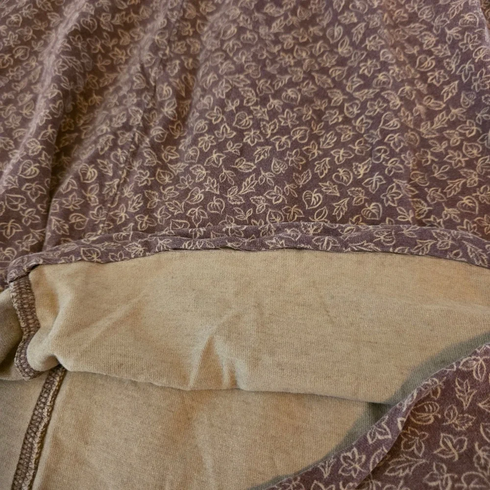 LL Bean Womens Leaf Print Skirt Size Small Brown Cotton Mini Hemmed Cottage